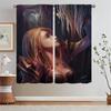 Female Elf Bedroom Curtains 2 Pieces Short Window Curtains for Living Room Partition Curtain Rods Curls Blinds Tentacles Blind