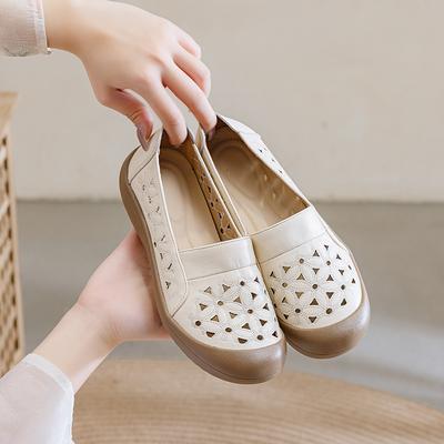 Mom Summer Hollowed Out New Flat-bottomed Breathable Single Shoes Sandals Non-slip Soft-soled Comfortable Hole Women's Shoes