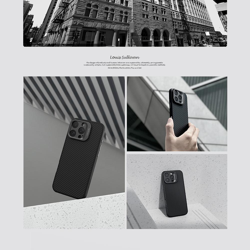 For iPhone 16 Pro Max / 16 Pro Case Nillkin CarboProp Aramid Fiber Case with Stand Camera Case for Magsafe Magnetic Lens Cover