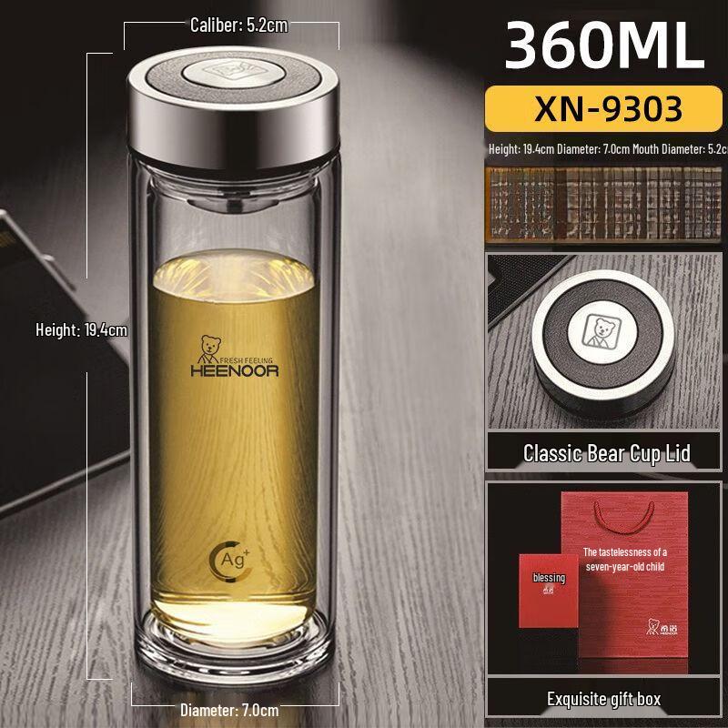 Xinuo Antibacterial Double-Wall Borosilicate Glass Tumbler