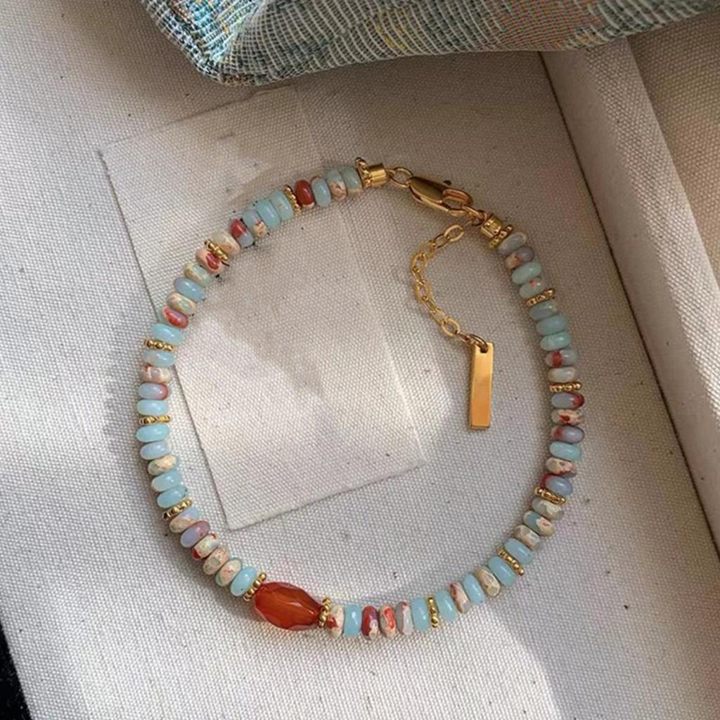 Handmade Necklace Adjustable Length Neckchain Artificial Crystal Beaded Clavicle Chain for Beach and Vacation Wear