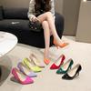 Large Size 40-43 Women High Heel Shoes Fashion Simple Solid Color Thin High Heel Pointed Single Shoes Botines Mujer Con Tacon