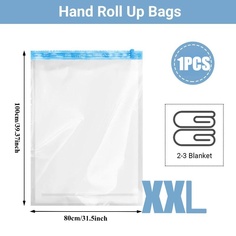 Roll Up Compression Bags Reusable Vacuum Storage Bags for Travel Organizer Saving Space In Suitcase  No Pump Required