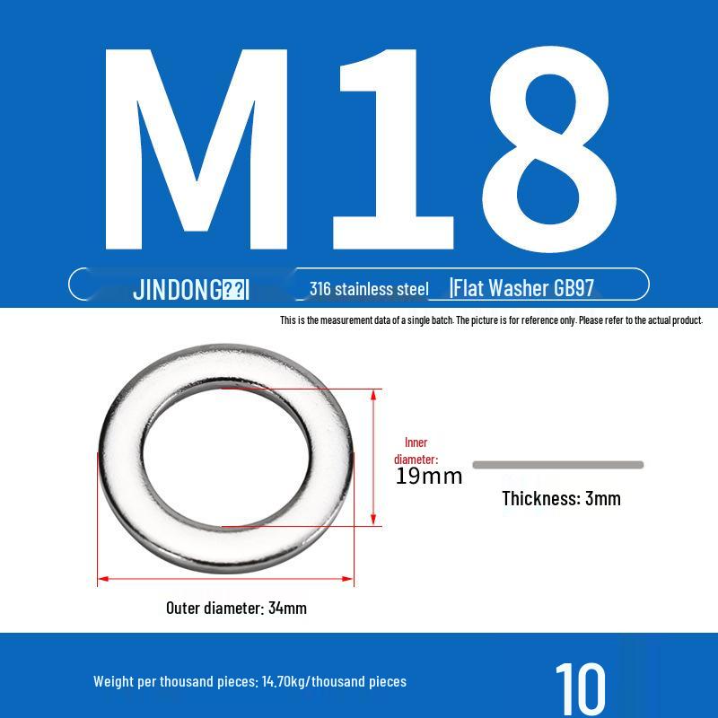 Stainless Steel 304/201/316 Oversized Thick Flat Washer Gasket Screw Washer GB97/GB96