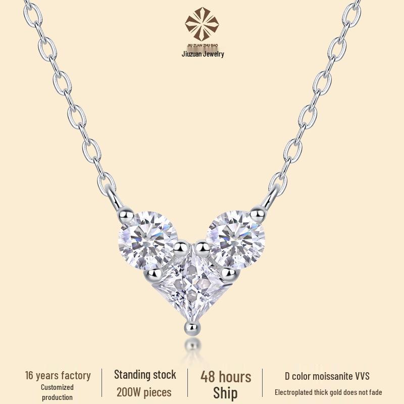 

Moissanite Love Moment S925 Silver Pendant Necklace - Women s Light Luxury Fashion