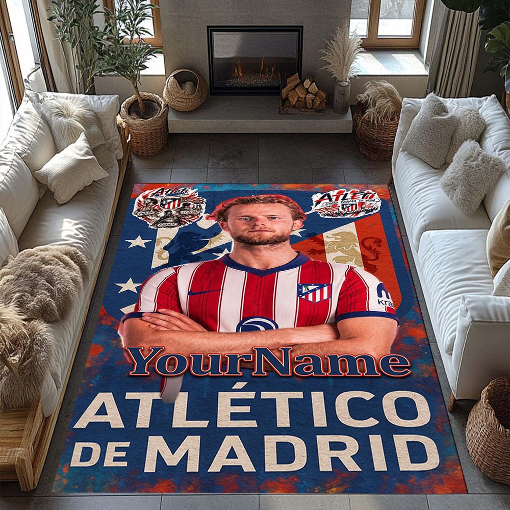 Atletico Madrid Customized Name Carpet Perfect for Foyer Game Room Balcony Dormitory Antislip Carpet Anime Office Decor Gift for Festivals