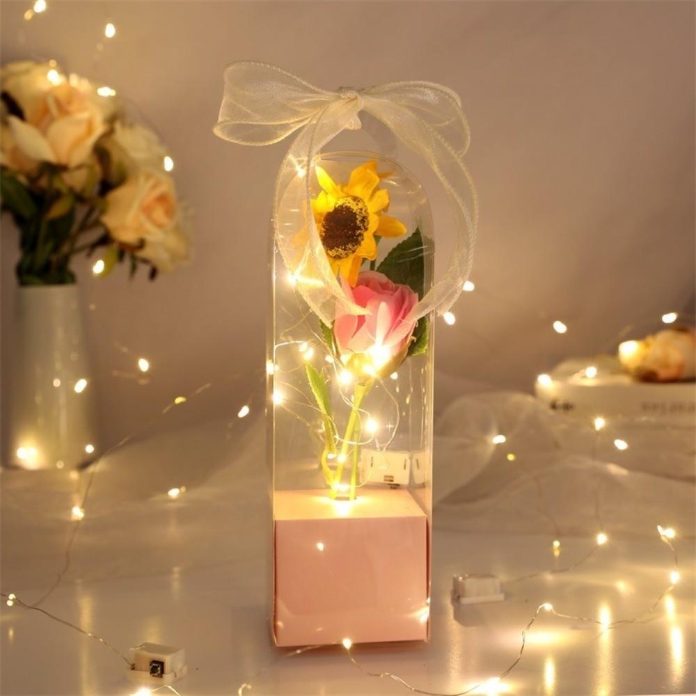 Popular Simulation Artificial Flower with Box Exquisite Fake Flower Gift Carnation Rose Bouquet Mother's Day