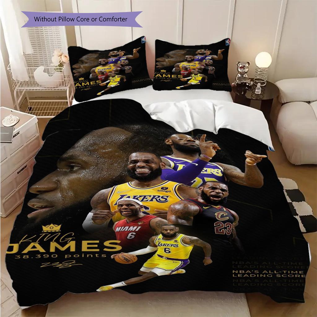 James NBAs AllTime Legend Three-piece Set(1 * Duvet Cover + 2 * Pillowcase, Without Core) Soft and Comfortable Bedding Set Christmas Birthday Gift