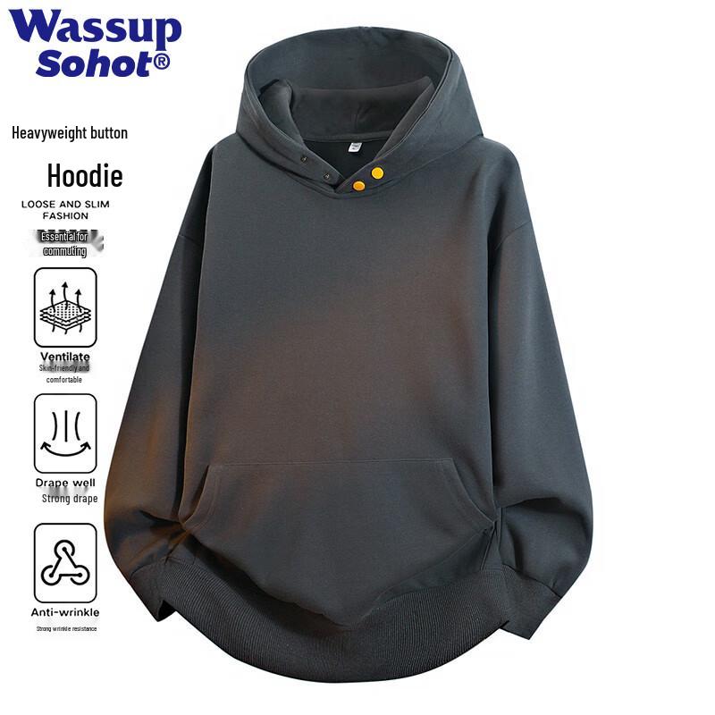 Wassup Sohot Men s Air Cotton Hooded Sweatshirt 2XL