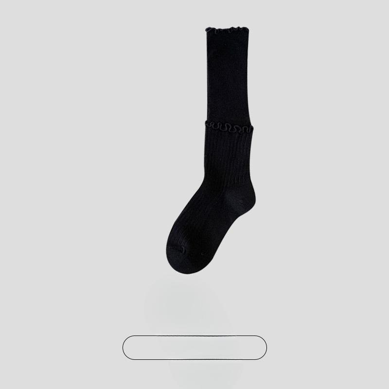 Female Spring and Autumn Fungus Lace Thin Boneless Calf Pile Pile Socks