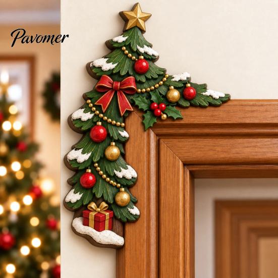 Holiday Door Decor Christmas Wooden Topper, Funny Snowman Nutcracker Penguin Angel Santa Claus Indoor Decoration Frame Corner Sign for Window