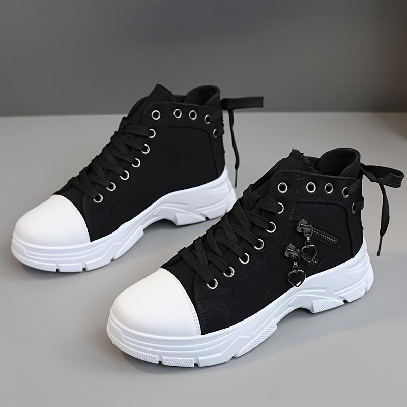 New Canvas High-top Women's Shoes 2025 Spring and Summer Breathable Thick Bottom Heightening Casual Shoes Martin Boots Sneakers