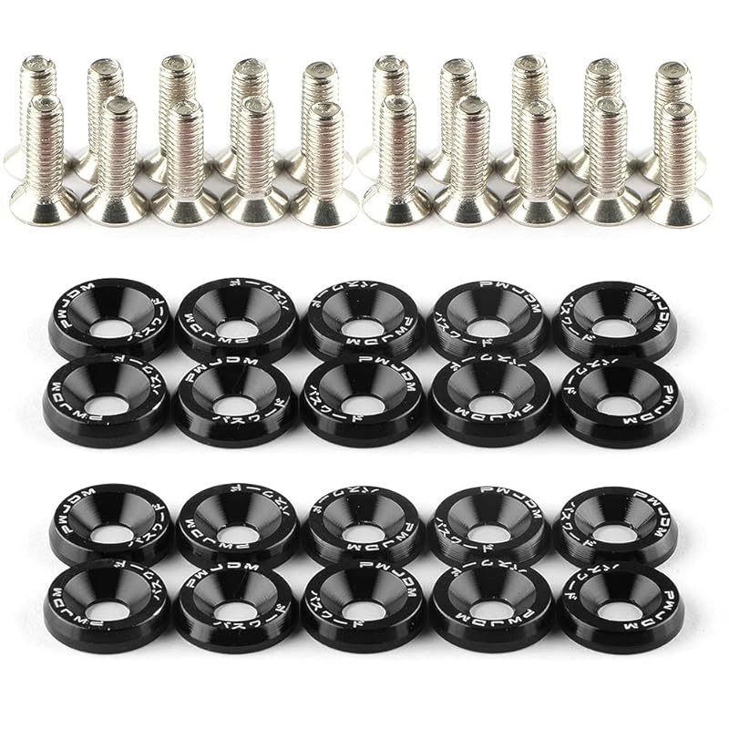 20Pcs/Set Bumper Fender Washers Engine Bay Dress Up Bolts Fasteners M6 JDM Fender Washer Kit-Black