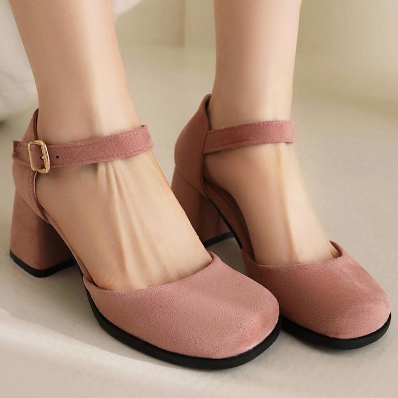Close Toe Women's Sandals Summer Shoes Outside D'Orsay Pumps Ladies Ankle Strap Elegant Red Gray Party Wedding Shoes Brand