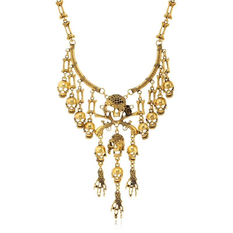 Hyperbole Vintage Punk Pirate Skull Pendant Necklace For Women Men Gothic Halloween Party Hip Hop Jewelry Accessories