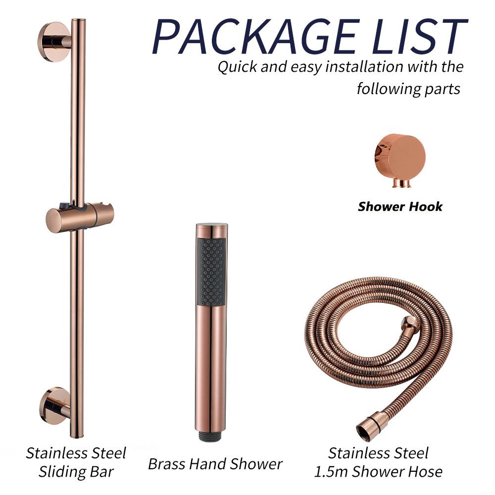 Solid Brass Hand Shower Head Set with Shower Rod and Hose Water Saving Hand Shower