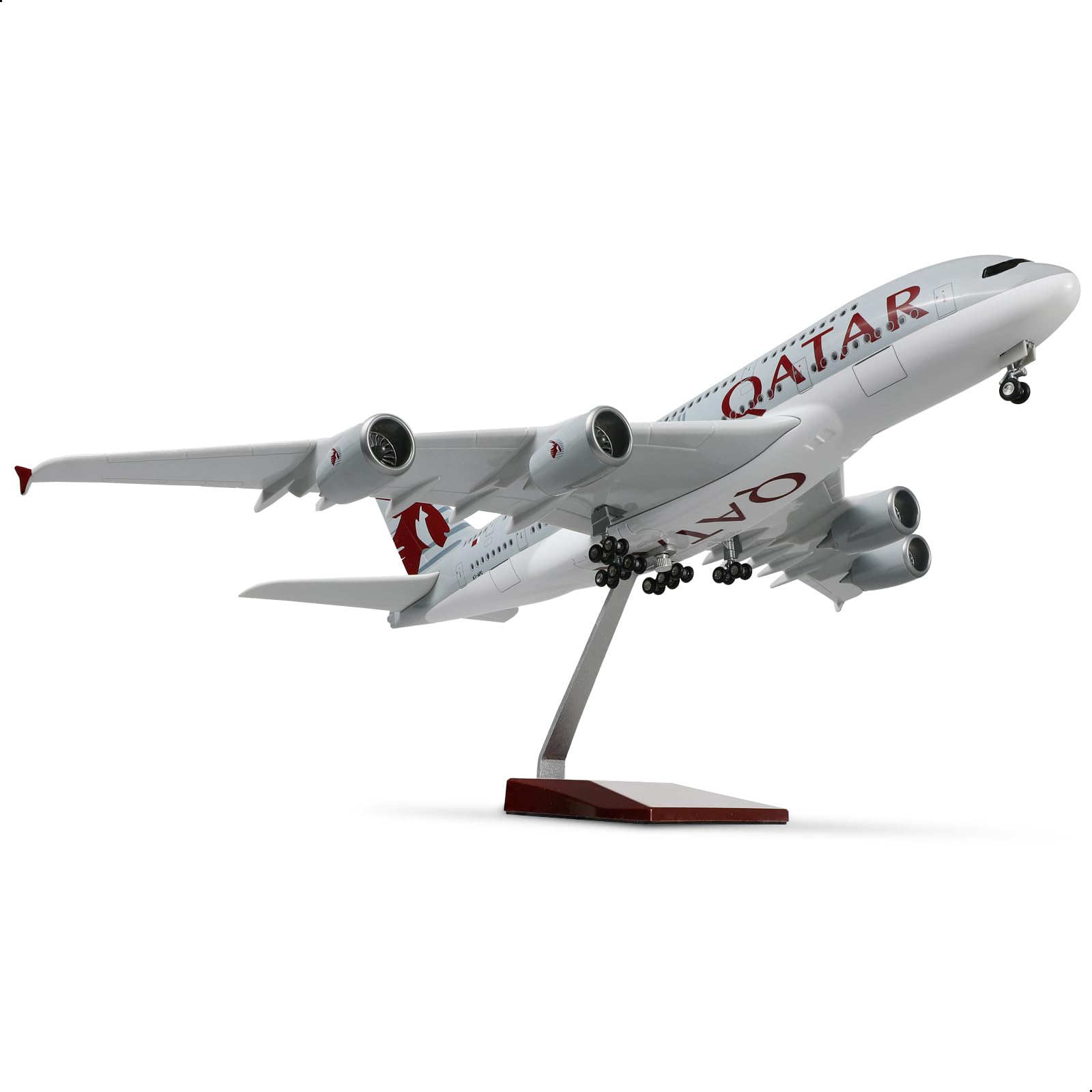 

QIYUMOKE A380 Катар Велика Модель Літака Airbus A380 Лита Модель Літака для Дорослих Модель Літака з Подарунком та Декорацією для Авіації