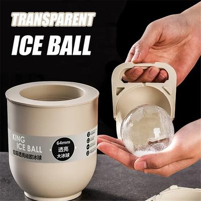 Molde de bola de hielo grande de silicona transparente para whisky, sin burbujas, apto para uso alimentario, ideal para fiestas, bares y cocinas.