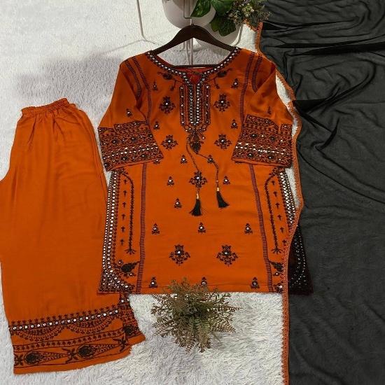 Elegant Embroidered 3-Piece Festive Kurta Pant Set
