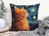Whimsical Cat Galaxy Pillowcase Cushion Cover for Cat Lovers Orange Kitten Stars Cosmic Nebula Decor Throw 45x45cm Home Gift