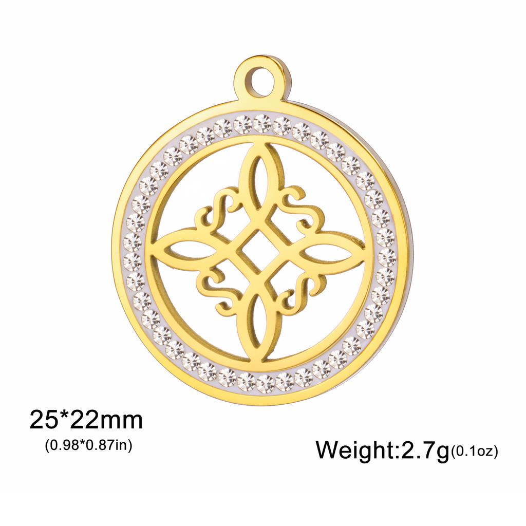 Teamer Irish Witch Knot Clear Zircon Round Pendant for Jewelry Making Necklace DIY Stainless Steel Celtics Knot Charm Wholesale
