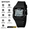 Sanda Student Waterproof Multifunctional Luminous Sports Watch with Large Square Screen