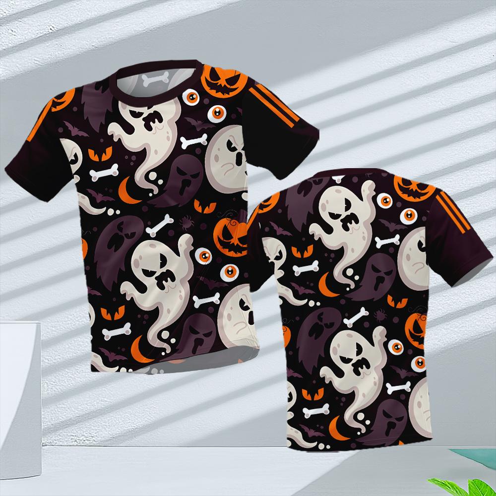 Summer Round Neck Halloween Fun Graphic 3D Printed Top Fashionable Casual Short Sleeved Children's Boy and Girl Kids Unisex T-shirts