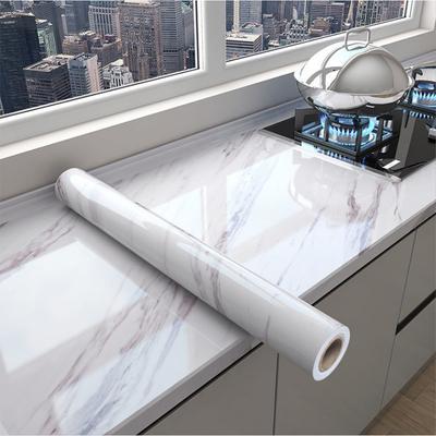 40/55cm Kitchen Self-adhesive Wall Adhesive Wallpaper Marble Pattern Pvc HomeDecorations Oil-proof Water-proof Luxury Home Decor