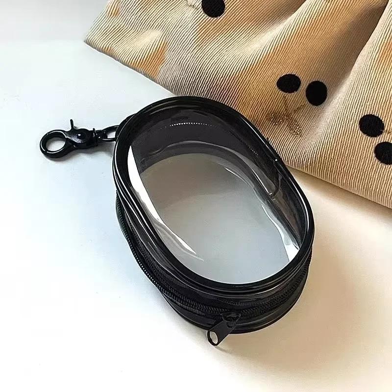 New Round Black PVC Transparent Storage Bag Jewelry Organizer Portable Keychain Data Cable Earphone Coin Charger Storage Pouches