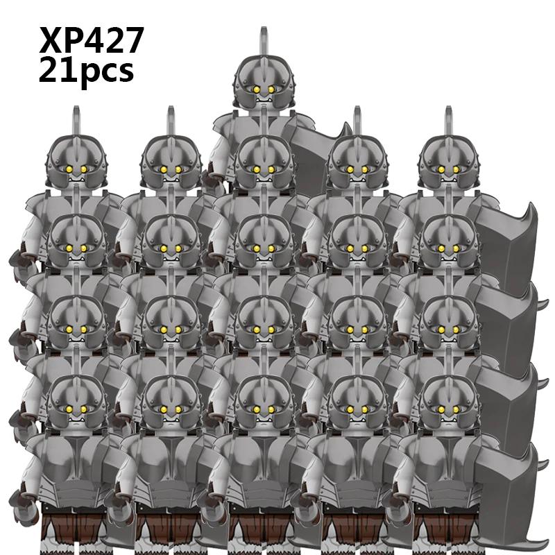 KT1056 21pcs WW2 Movie Character SET Magic Ring Lord Medieval Dwarf Soldier Shield Soldier Army Figure Bricks Toys for Kids Gift