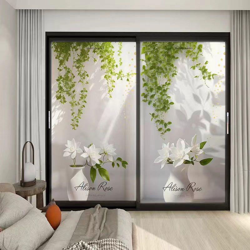 Translucent Opaque Window Film - Privacy Sticker for Bedroom, Balcony, Living Room, Sliding Door, and Bathroom.