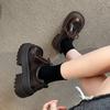 Höhenverstärkende Plateauschuhe mit großem Kopf, kleine Lederschuhe für Damen, Frühling und Herbst 2025, Winter, neue Schnür-Slipper im britischen Stil