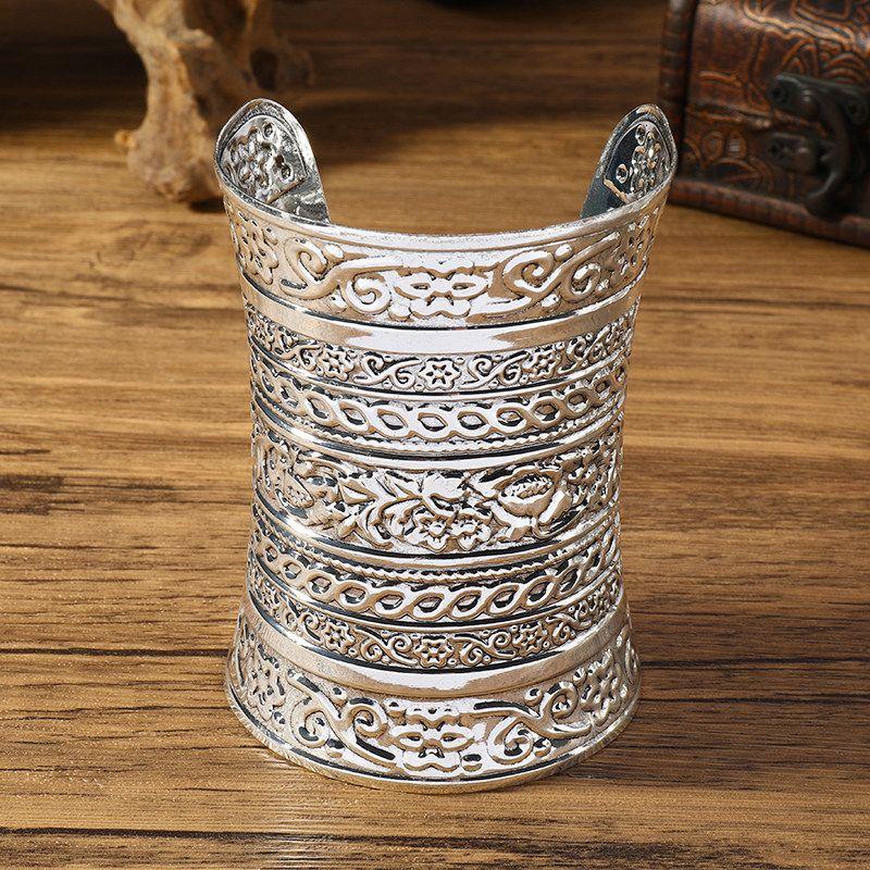 European and American National Style Bracelet Retro Wide Pattern Long High Profile Bracelet Personalized Punk Female Dance Exotic Bracelet
