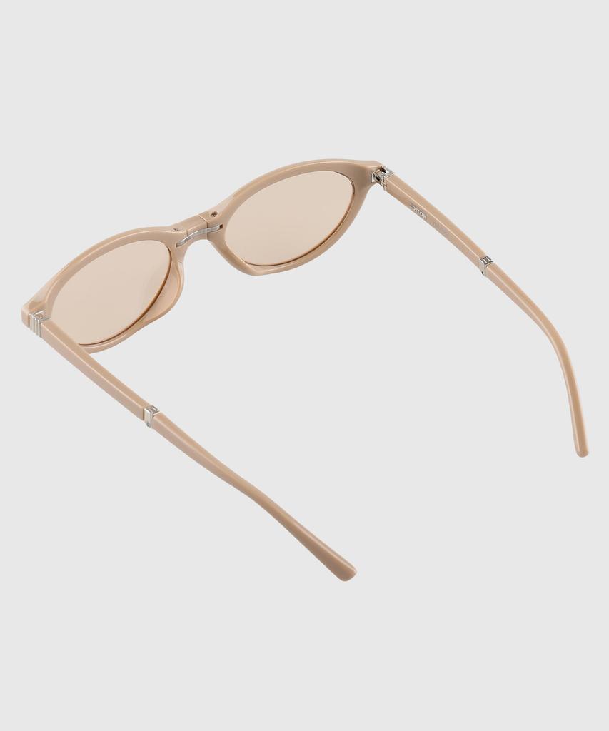 Tuditeo Aur Portable Foldable Sunglasses Slim Cat-Eye Oval Sunglasses C2 Beige