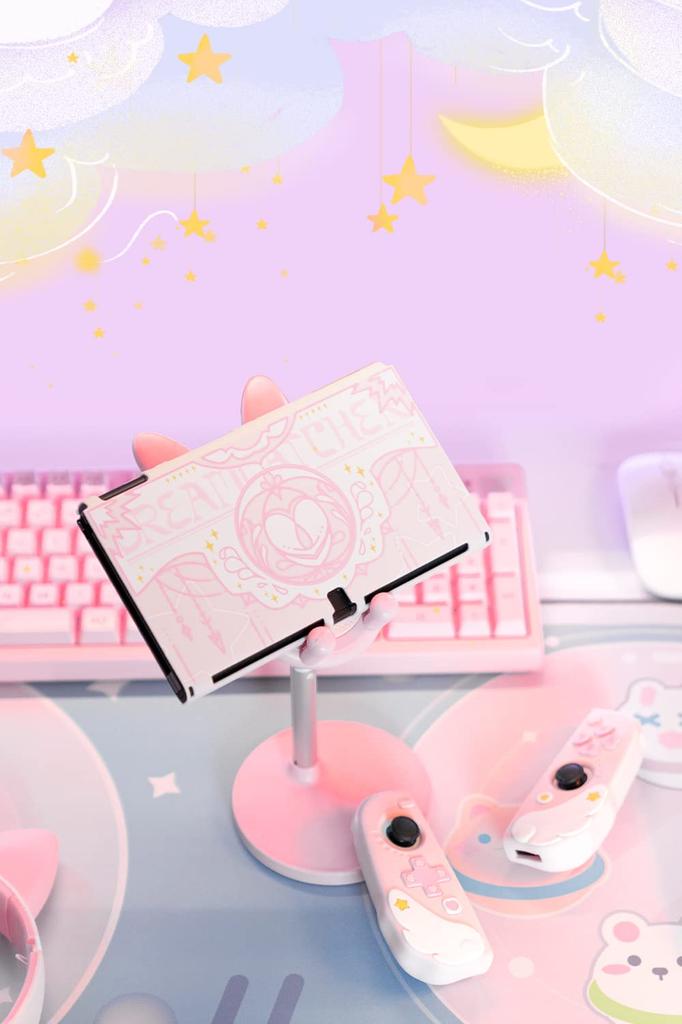 GeekShare Switch OLED Compatível com Switch Switch OLED Switch OLED Orgânico Protetor Separável Completo Arranhão Mancha Fácil de História da Capa Rosa,