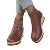 Fashion Embroidered thick-soled retro ankle boots for women in the autumn of 2025, pointed-toe oversized wedge heel fashion boots