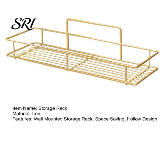 Bathroom Clutter Organizer Adhesive Storage Rack Wall Mounted Large Capacity Stable Load-bearing with Hollow Drainage Anti-Rust for Kitchen