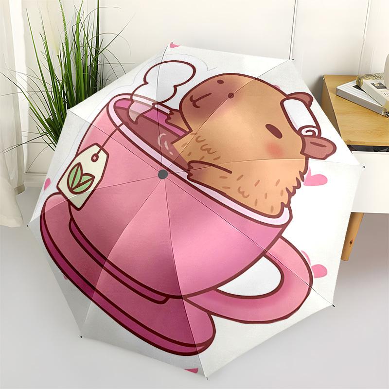 

Capybara,Tea Cup Automatic Folding umbrella Compact 8 rib Design,Unique Style,Suitable for Everyday Outdoor Use,Perfect Gift for Frien