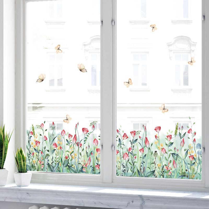 Ins Fenghuacao Skirting Board Porch Cabinet Glass Door Window Background Decorative Wall Sticker Sticker Sticker