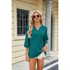 Spring Summer New Women's Solid Color V-Neck Loose Buttoned Half Sleeve T-Shirt Top Leisure Trade Europe America