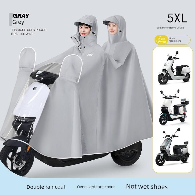 Electric Scooter Raincoat for Two People, Men and Women, Thickened and Enlarged, Long Full-Body Rain Poncho for Heavy Rain, Motorcycle Riding Rainwear