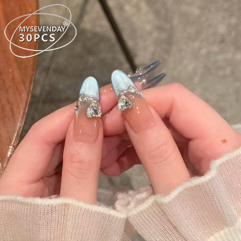 Noste nehty Advanced Kočičí oko Kamínky Francouzská Ručně dělaná Manikúra Nehtová fólie Spice Girl Čistá Touha Umělé nehty