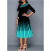 Women's Gradient Fashion Printed Temperament Mid Sleeve Waist Cinched Dress
