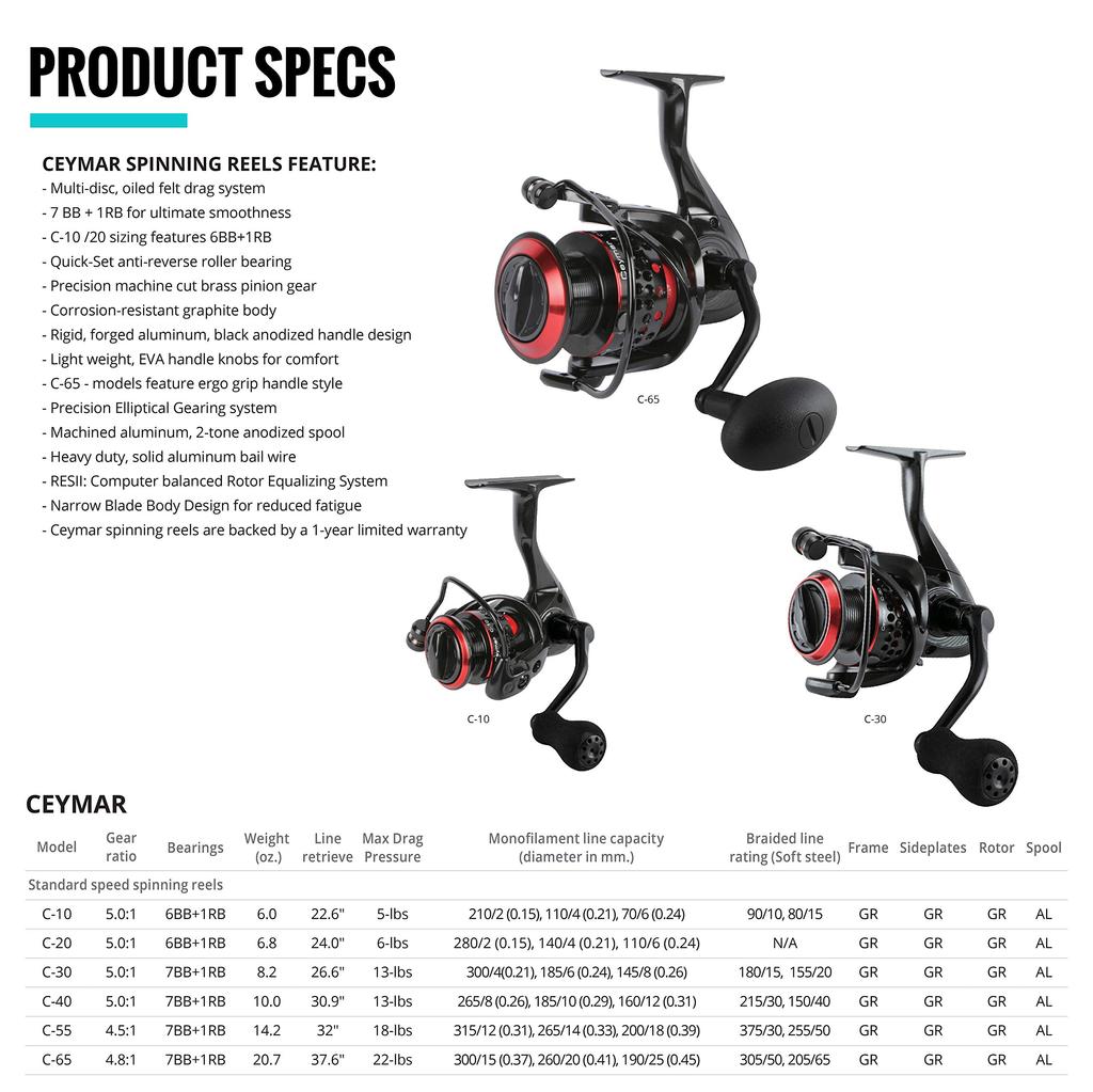 Okuma Ceymar Lightweight Spinning Reel C-40