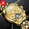 OLEVS 6607 Luxus Automatikuhr für Herren Skelett-Design Herrenarmbanduhr Wasserdicht Original Mechanisches Uhrwerk Uhr
