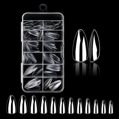 Source Nail Art Patch Traceless Transparent Medium and Long Almond Nail Free Carving and Grinding Fake Nails 120 Pieces