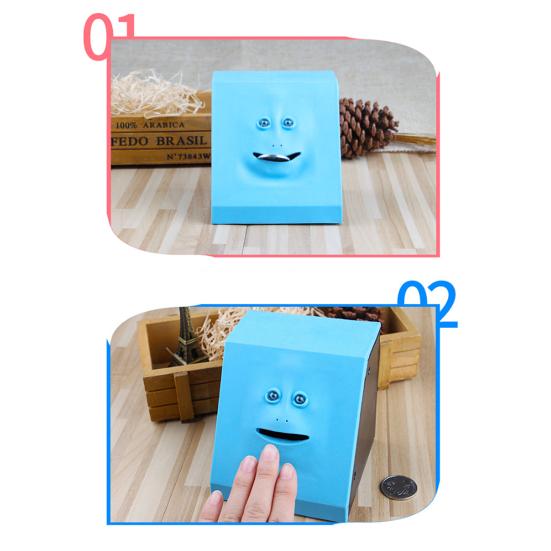 Money Eating Coin Piggy Bank Wrappers Monkey Face Storage Case Container Gift