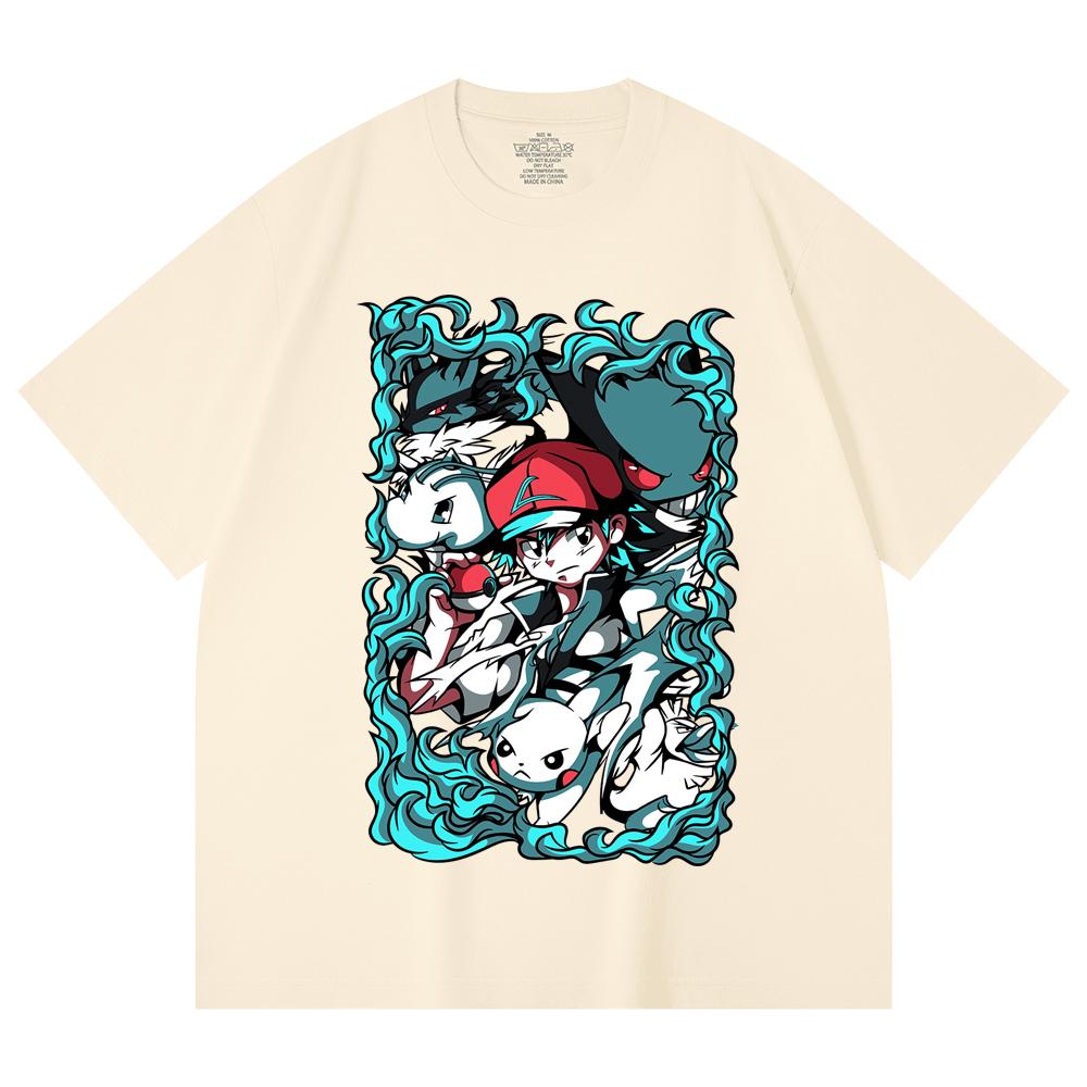 230 Gsm 100% Cotton Pokemon V26 Print Unisex Heavy Cotton T Shirt