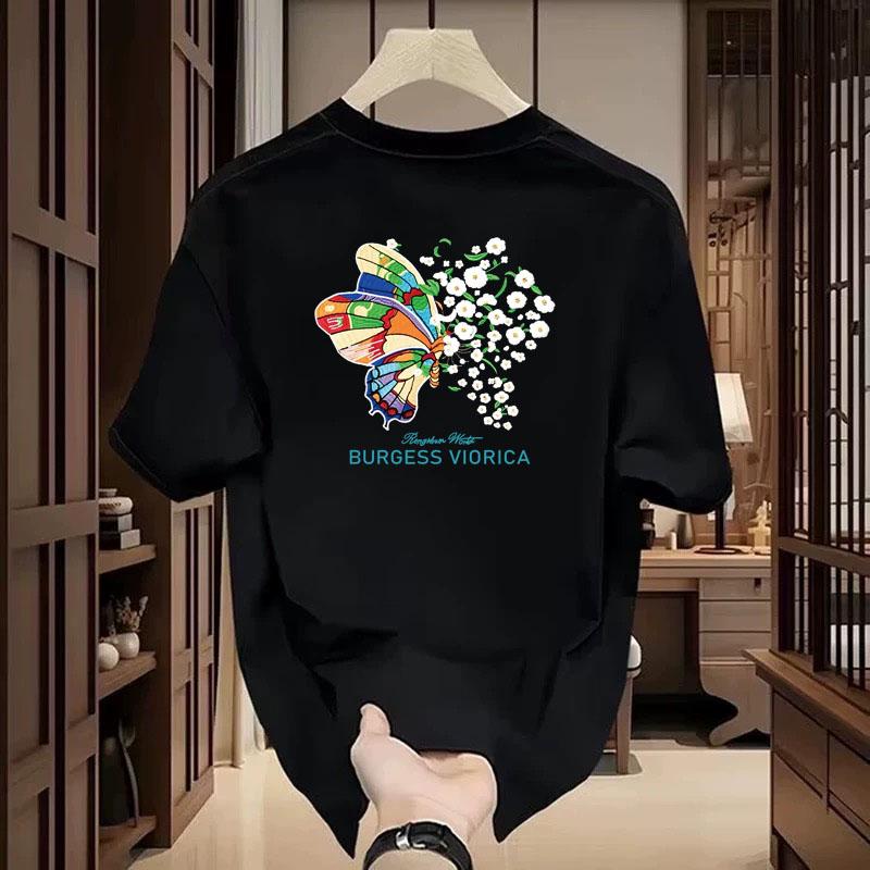 2025 New Summer Loose Casual Short Sleeve T-Shirt for Men, Trendy Brand Simple Heavyweight Half Sleeve Top Couple Outfit