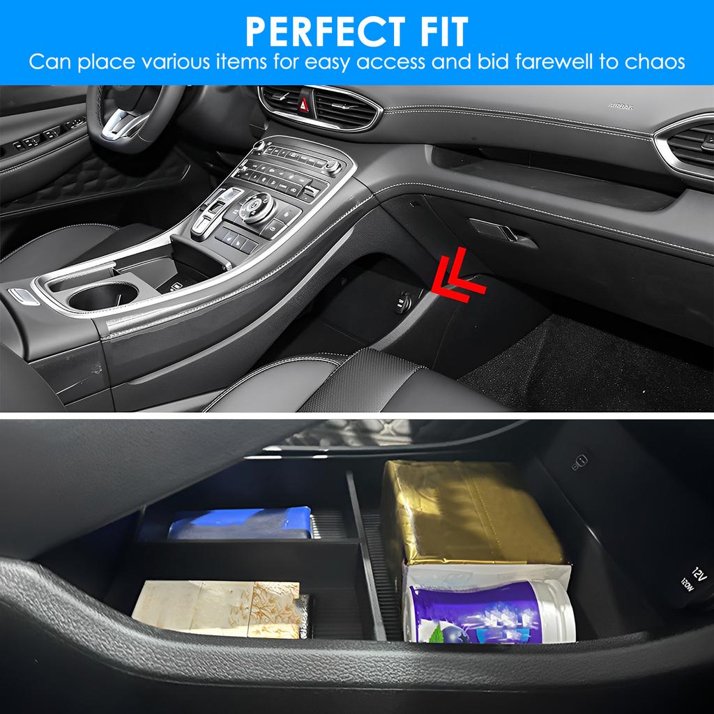 Lower Center Console Organizer Compatible for 2025 2025 2025 Car Non Slip Car Lower Center Console Storage Box Tray TPE Black